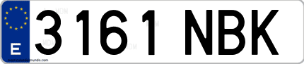 Ejemplo de matrícula de coche ordinaria 3161 NBK