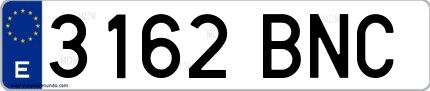 Ejemplo de matrícula española 3162 BNC