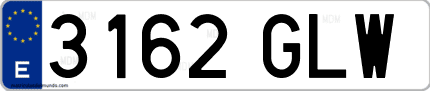 Ejemplo de matrícula de coche ordinaria 3162 GLW