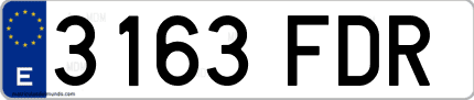 Ejemplo de matrícula de coche ordinaria 3163 FDR
