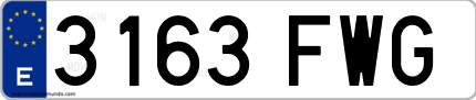Ejemplo de matrícula de coche ordinaria 3163 FWG