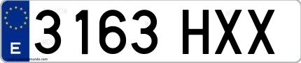 Ejemplo de matrícula española 3163 HXX