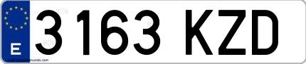 Ejemplo de matrícula española 3163 KZD