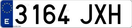 Ejemplo de matrícula española 3164 JXH