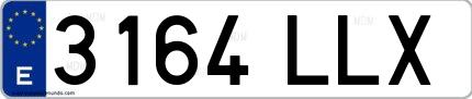 Ejemplo de matrícula española 3164 LLX