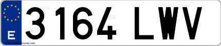 Ejemplo de matrícula de coche ordinaria 3164 LWV