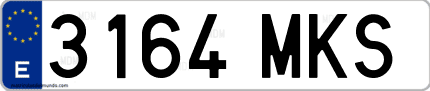 Ejemplo de matrícula de coche ordinaria 3164 MKS