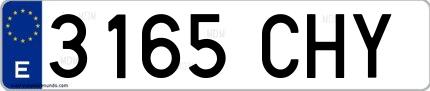 Ejemplo de matrícula española 3165 CHY