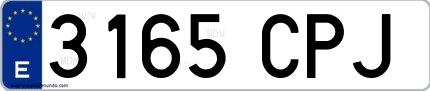 Ejemplo de matrícula española 3165 CPJ