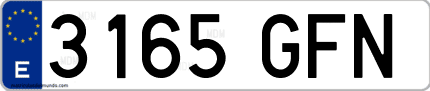 Ejemplo de matrícula de coche ordinaria 3165 GFN