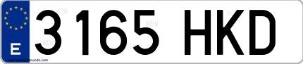 Ejemplo de matrícula española 3165 HKD