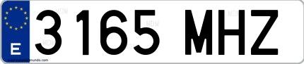 Ejemplo de matrícula española 3165 MHZ