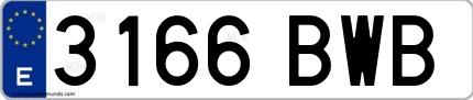 Ejemplo de matrícula española 3166 BWB