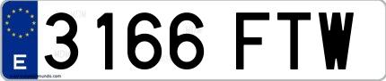 Ejemplo de matrícula española 3166 FTW