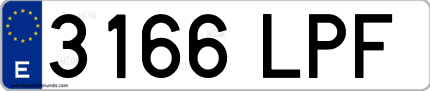 Ejemplo de matrícula de coche ordinaria 3166 LPF
