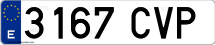 Ejemplo de matrícula de coche ordinaria 3167 CVP
