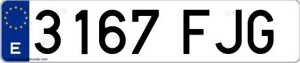Ejemplo de matrícula española 3167 FJG