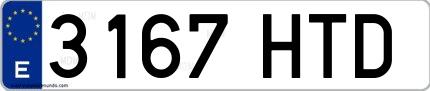 Ejemplo de matrícula española 3167 HTD