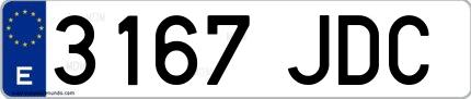 Ejemplo de matrícula española 3167 JDC