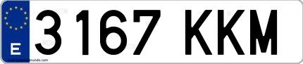 Ejemplo de matrícula española 3167 KKM