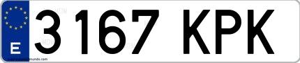 Ejemplo de matrícula española 3167 KPK