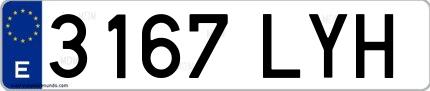 Ejemplo de matrícula española 3167 LYH