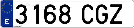 Ejemplo de matrícula española 3168 CGZ