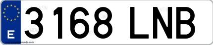 Ejemplo de matrícula española 3168 LNB