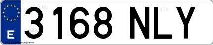 Ejemplo de matrícula española 3168 NLY