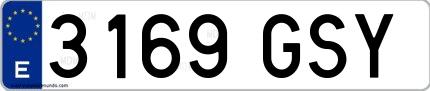 Ejemplo de matrícula española 3169 GSY