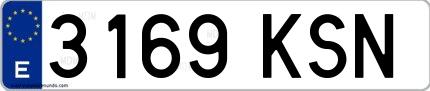 Ejemplo de matrícula española 3169 KSN