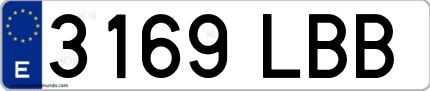 Ejemplo de matrícula de coche ordinaria 3169 LBB