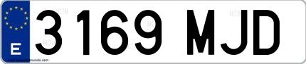 Ejemplo de matrícula española 3169 MJD