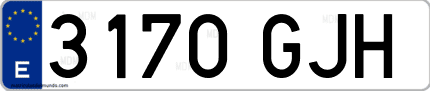 Ejemplo de matrícula de coche ordinaria 3170 GJH