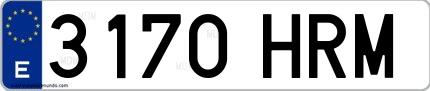 Ejemplo de matrícula de coche ordinaria 3170 HRM
