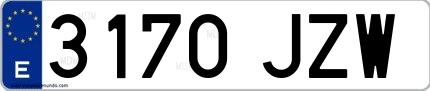 Ejemplo de matrícula española 3170 JZW