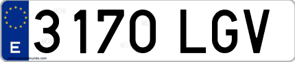 Ejemplo de matrícula de coche ordinaria 3170 LGV