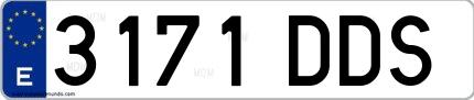 Ejemplo de matrícula española 3171 DDS