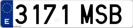 Ejemplo de matrícula española 3171 MSB
