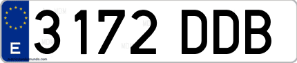 Ejemplo de matrícula de coche ordinaria 3172 DDB