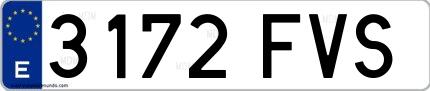 Ejemplo de matrícula española 3172 FVS