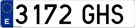 Ejemplo de matrícula de coche ordinaria 3172 GHS