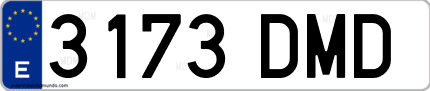 Ejemplo de matrícula de coche ordinaria 3173 DMD