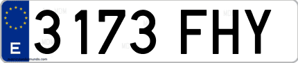 Ejemplo de matrícula de coche ordinaria 3173 FHY