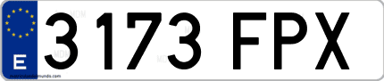 Ejemplo de matrícula de coche ordinaria 3173 FPX