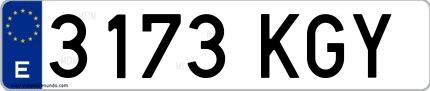 Ejemplo de matrícula española 3173 KGY
