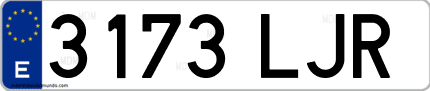 Ejemplo de matrícula de coche ordinaria 3173 LJR