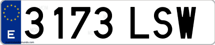 Ejemplo de matrícula de coche ordinaria 3173 LSW