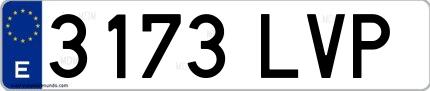 Ejemplo de matrícula española 3173 LVP