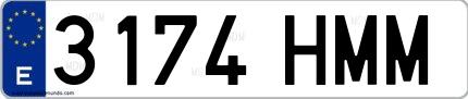 Ejemplo de matrícula española 3174 HMM